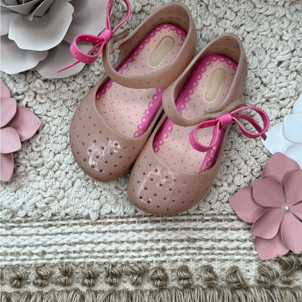 Mini Melissa Pink Bow Mary Jane Shoes